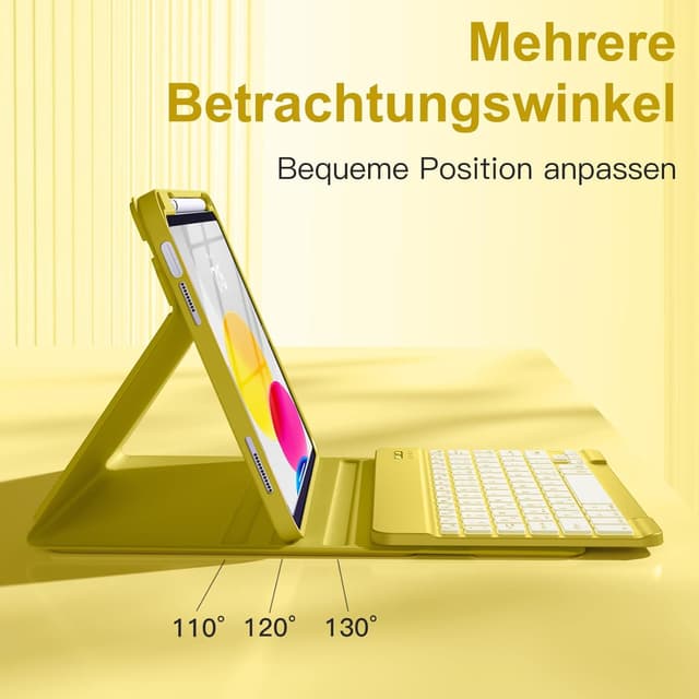 Detalle de Vobafe Hülle mit beleuchteter abnehmbarer Tastatur für iPad A16 (11/10.9 Zoll, 2025/2022) – 7 Farben, magnetisch, mit Stifthalter