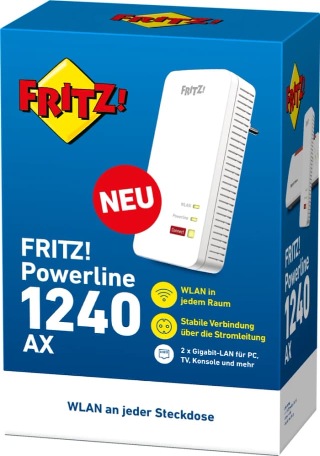 Detalle 2 de AVM FRITZ!Powerline 1240 AX – Powerline-Adapter mit bis zu 1200 Mbit/s und zusätzlichem WLAN