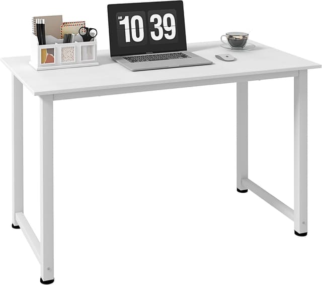 Detalle de Table multifonction HOMCOM pour ordinateur, plateau XXL en blanc (120 x 60 x 76 cm)