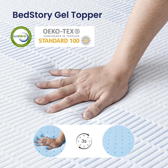 Detalle de BedStory Gel Topper 180x200 cm, 10 cm Höhe mit Gel- und Memory-Foam & Bambuskohle