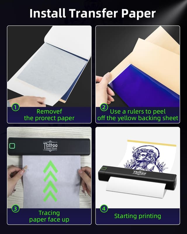 Detalle 2 de BORN4SHIP Tattoo Drucker Bluetooth P84 – Thermodrucker für Tattoo-Schablonen (A4/Letter, Schwarz)