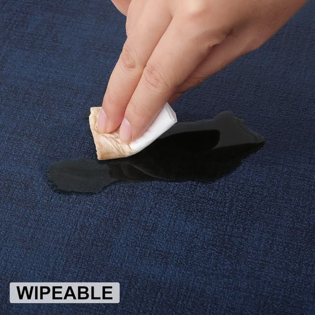 Detalle 2 de homing Faux Leather Heat Resistant Placemats (6-Pack) – Waterproof, Wipeable Dining Mats in Dark Navy Blue