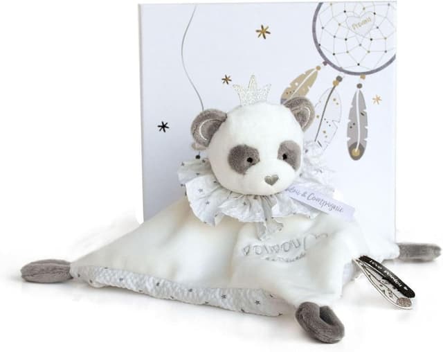 Detalle de Doudou et Compagnie DC3536 ATTRAP-REVE Panda Bettdecke im Geschenkkarton – grau