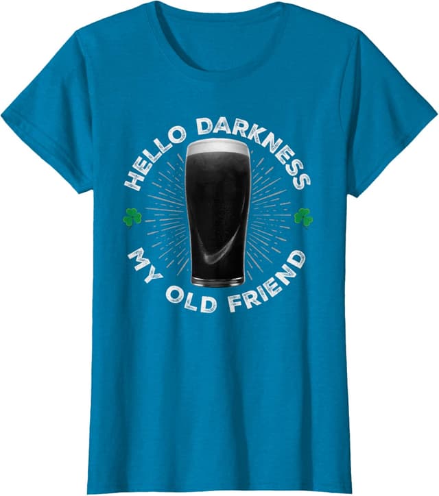 Detalle de Maglietta divertente “Hello Darkness My Old Friend” per San Patrizio