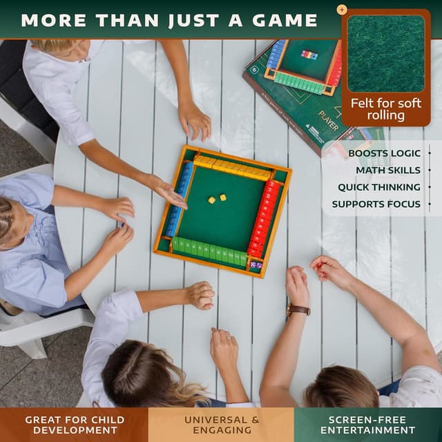 Thumbnail 6 de Queensell Shut The Box Wooden Game 14-inch