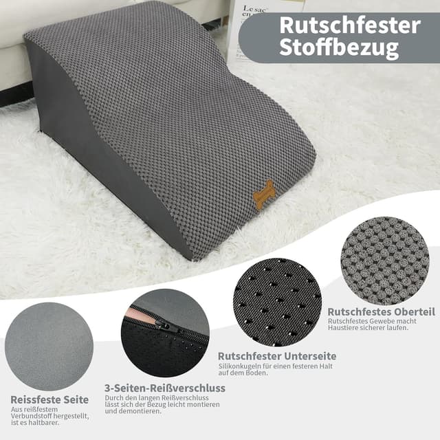 Detalle 2 de Nepfaivy Hundetreppe 2 Stufen 55x40x30 cm