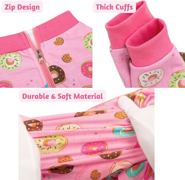 Detalle de Blue Dream Island Dog Surgery Recovery Suit (Male/Female) – Pink Strawberry Onesie for Small/Medium Dogs