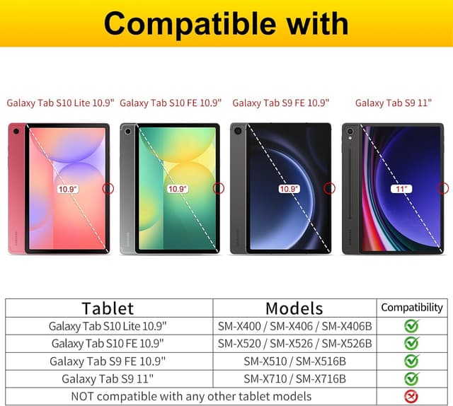 Detalle de GOZOPO Schutzfolie für Samsung Galaxy Tab S11/S9 (11 Zoll) & Tab S10 Lite/S10 FE/S9 FE (10,9 Zoll) – Panzerglas mit Rahmen, 2 Stück
