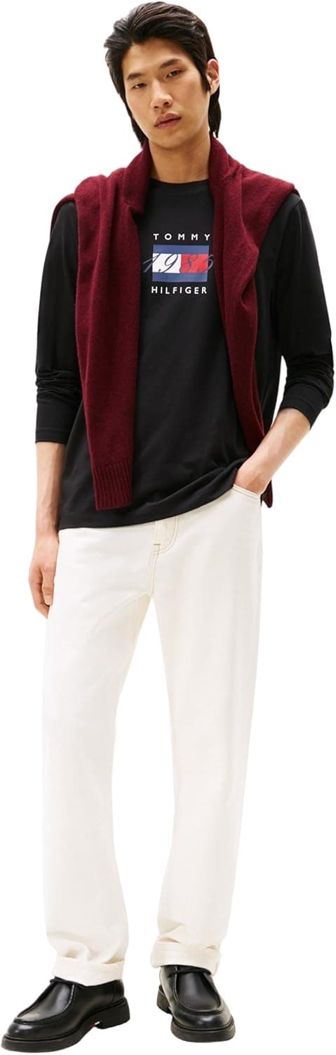 Thumbnail 3 de Tommy Hilfiger Men’s Regular Fit Linear Flag Graphic Long Sleeve Top