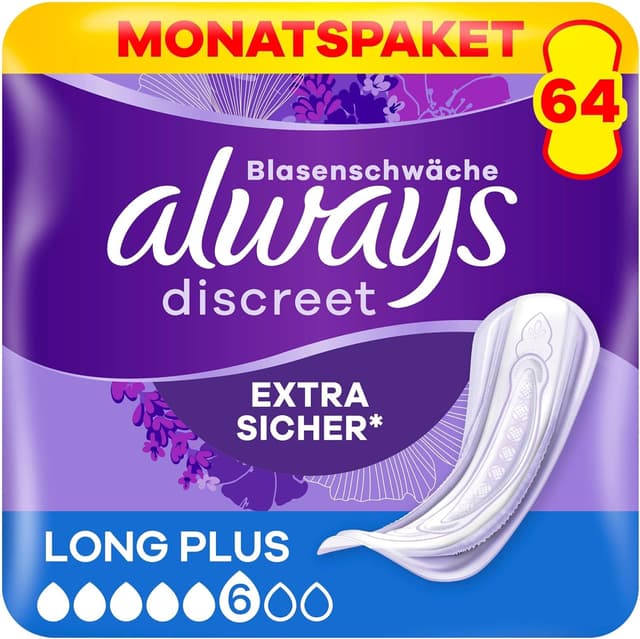 Thumbnail 6 de Always Discreet Inkontinenz-Einlagen Long Plus 128 Stück 🩲