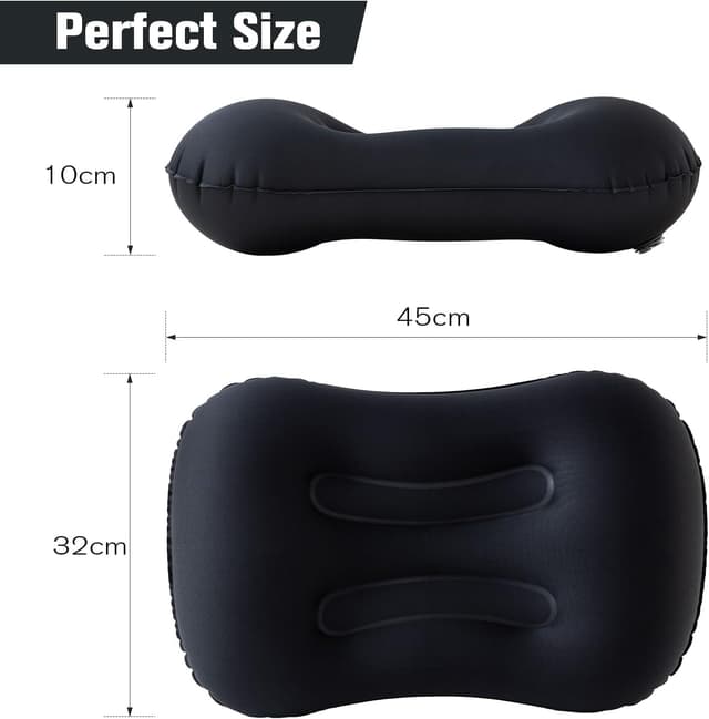 Detalle 2 de JetsCush Camping Pillow – Lightweight inflatable travel and camping neck support (Black)