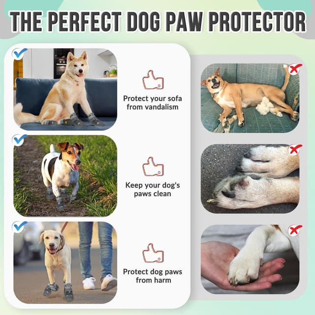 Thumbnail 6 de SlowTon Hundeschuhe Pfotenschutz (4 Stück) – wasserdichte Winter-Schuhe mit rutschfester Sohle & reflektierendem Klett