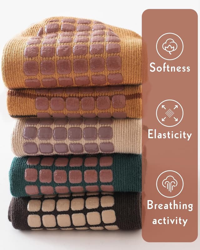 Thumbnail 6 de Kyopp 5/10 Paar Baby- und Kleinkinder-Socken mit ABS-Noppen – rutschfeste Crew Socken (Tiermotive)