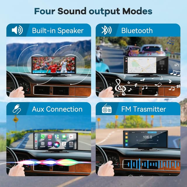 Detalle 2 de 2026 10,26-Zoll CarPlay & Android Auto Buddy Display inkl. GPS, 4K Dashcam, Rückfahrkamera und Bluetooth 5.2