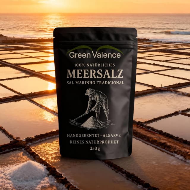 Detalle de GreenValence Sal Marinho Tradicional – 100 % naturbelassenes grobes Meersalz aus der Algarve (500 g)