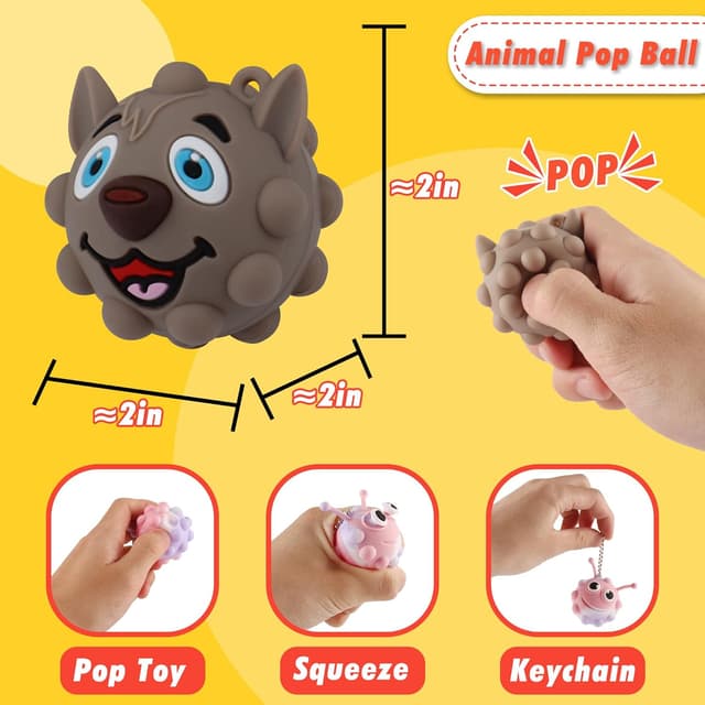 Detalle 2 de KissFree Animal Pop Balls, 24 Pack Fidget Toys