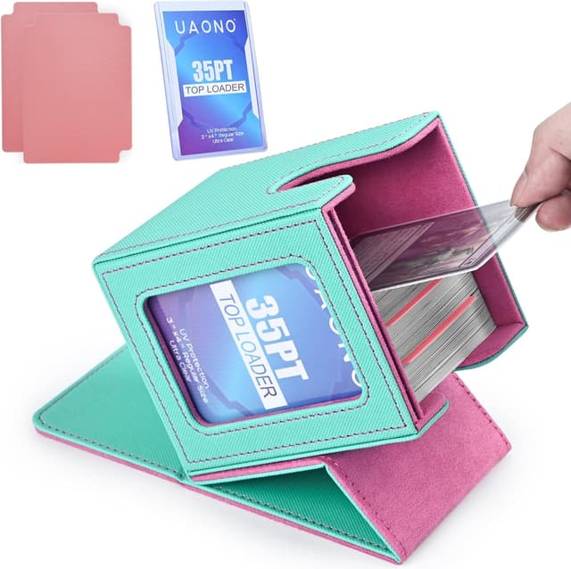 Detalle de UAONO Commander Deck Box Card Case (Turquoise/Pink) for 100+ Double-Sleeved Cards