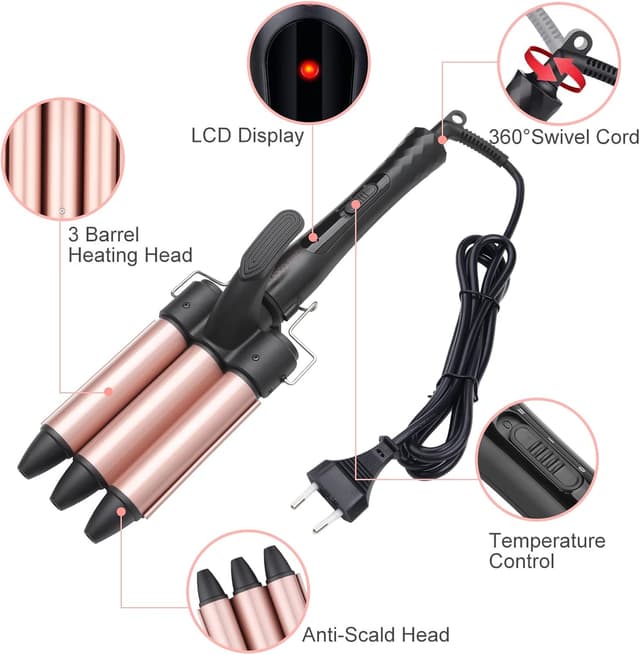 Thumbnail 3 de Rizador de Pelo 3 Barriles 25mm Cerámica Turmalina Profesional