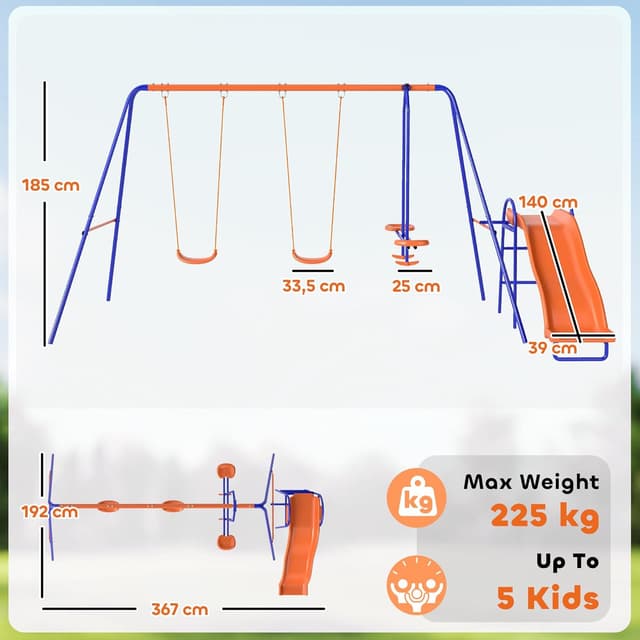 Thumbnail 2 de Outsunny Columpio Infantil 4 en 1 367 cm