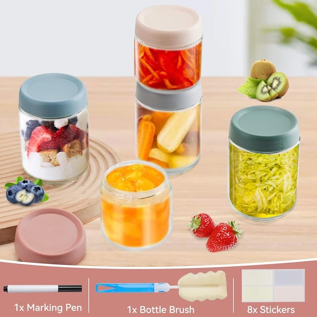 Thumbnail 5 de Esilihom 6-Pack Overnight Oats Jars, 16 oz glass 🥣