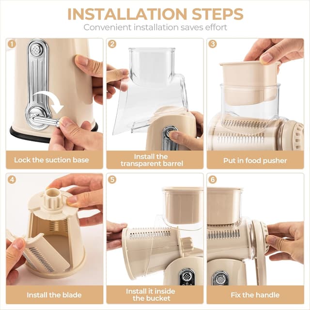 Thumbnail 5 de SUSTEAS Rotary Cheese Grater 5-blade 🧀