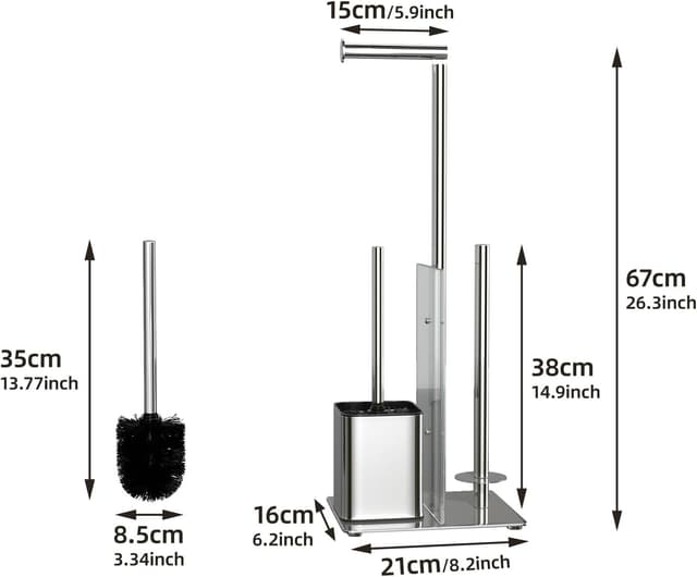 Thumbnail 5 de Porta carta igienica da terra con scopino e portarotolo in acciaio inox 🚽