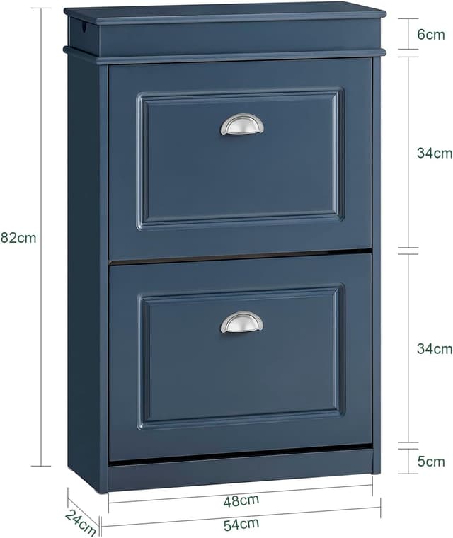 Detalle de SoBuy Meuble à chaussures bleu mat avec tiroir, 2 abattants et crochets latéraux FSR78-B
