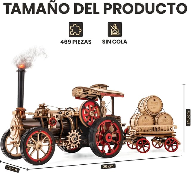 Thumbnail 3 de ROKR Puzzle 3D Madera Motor de Vapor 1:28