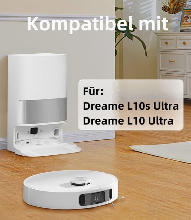 Detalle 2 de 18-teiliges Zubehör-Set für Dreame L10s / L10 Ultra / L10 Prime / L10s Pro Gen3 (mit 1 Hauptbürste, 6 Wischtüchern, 4 Filtern, 6 Seitenbürsten)