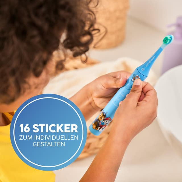 Detalle de happybrush® Elektrische Zahnbürste für Kinder „Die Höhle der Löwen“ – mit 4 Aufsteckbürsten und 4-Wochen-Akku