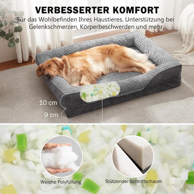 Detalle de FURTIME Orthopädisches Hundebett 89×64×18 cm