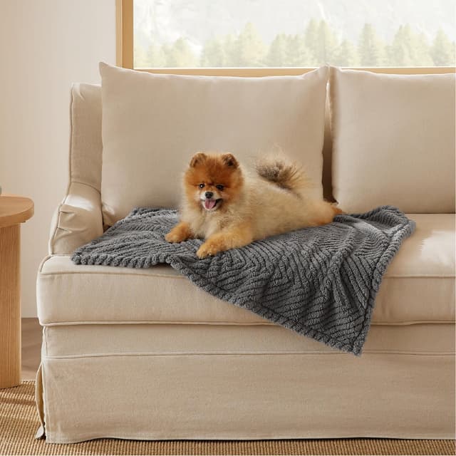 Detalle 2 de Bedsure Hundedecke Titan Grau 60x80 cm – weiche Jacquard-Fleece-Matte für Hund & Katze