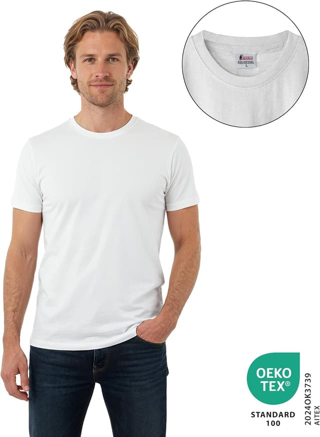 Detalle de ALPIDEX men’s 5-pack round neck T-shirts (100% cotton) – plain short-sleeve tees in S to 5XL