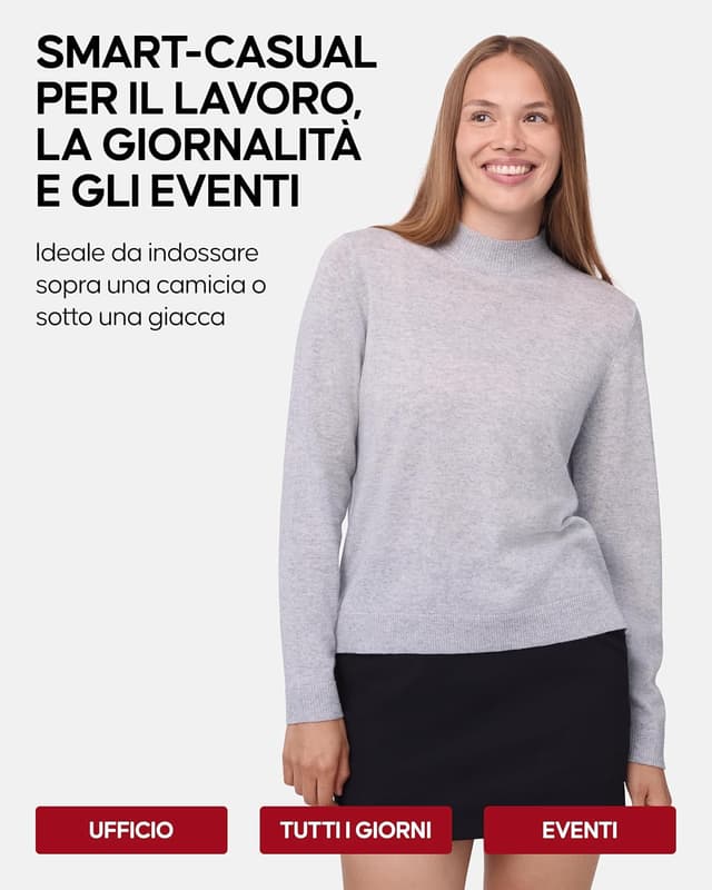 Thumbnail 3 de DANISH ENDURANCE Maglia donna dolcevita in lana merino e cashmere