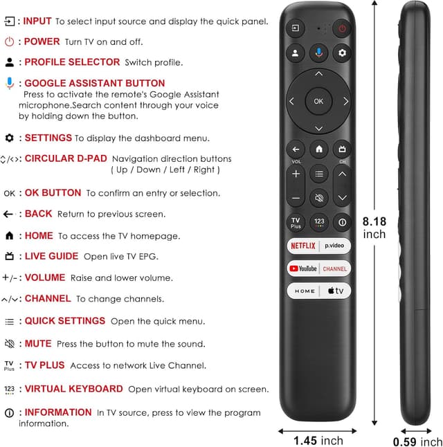 Thumbnail 6 de RC813 TCL Google TV Voice Remote Replacement