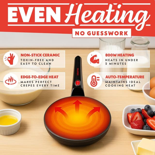 Detalle de Gourmia 8” Crepe Maker — nonstick crepe maker