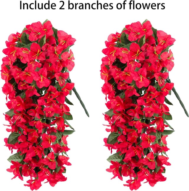 Detalle 1 de Faux Bougainvillea Artificial Flowers (2 Bundles) UV-Resistant Long Trailing Vines for Outdoor Planters & Porches