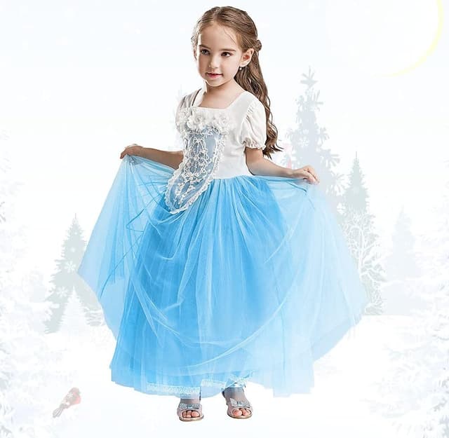 Detalle de URAQT Mädchen Prinzessin-Kostüm Kleid 130
