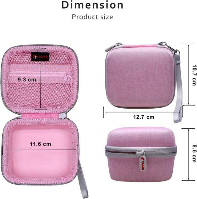 Detalle de XANAD Kinderkamera Tasche für Sofortbildkameras – wasserdichte, stoßfeste Schutzhülle mit Thermodruckpapier-Fach (Rosa)