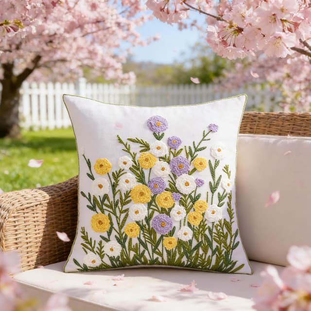 Thumbnail 5 de Tosleo Kissenbezug 45x45 Orange Blumen