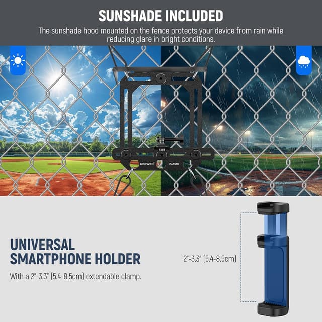 Thumbnail 6 de NEEWER Zaunhalterung mit Sonnenschutz (PA036B) für Smartphone & Action-Kamera