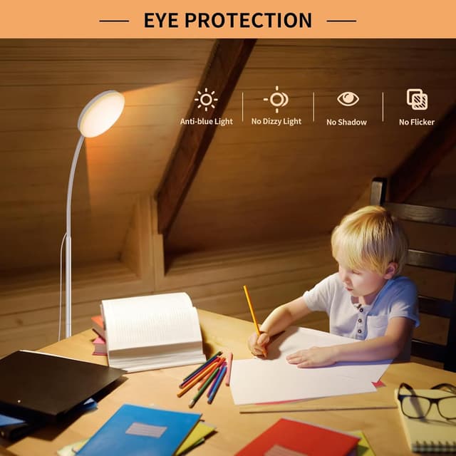 Detalle de Mojimdo Stehlampe: schlanke LED-Leselampe mit 3 Farben, 10 Helligkeiten und Dimmfunktion