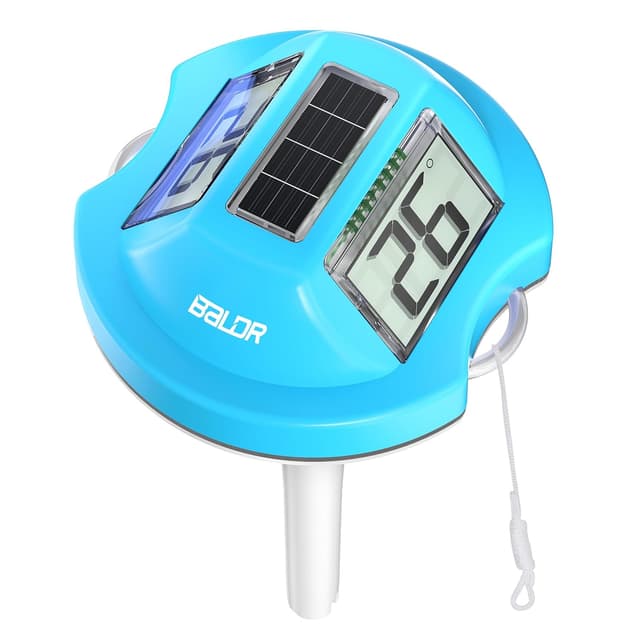Detalle de Termometro galleggiante Baldr Solare con doppio display anti-riflesso IPX7 per piscine e SPA (blu)