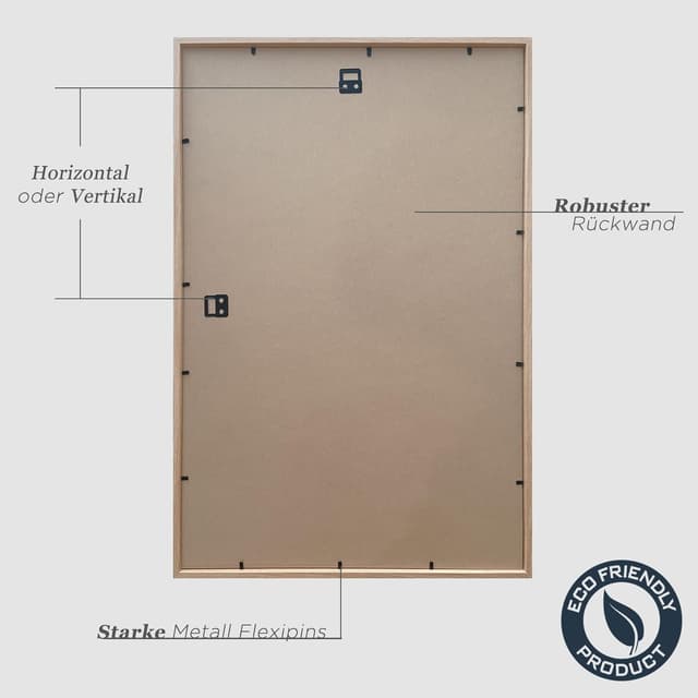 Detalle 2 de VUVUZULA Bilderrahmen 40x60 cm Holzrahmen 3er-Set Eiche – MDF-Rahmen natur