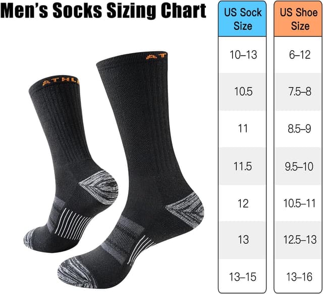 Thumbnail 3 de JOYNÉE 5/10 Pairs Men’s Lightweight Athletic Crew Cushioned Work Boot Socks