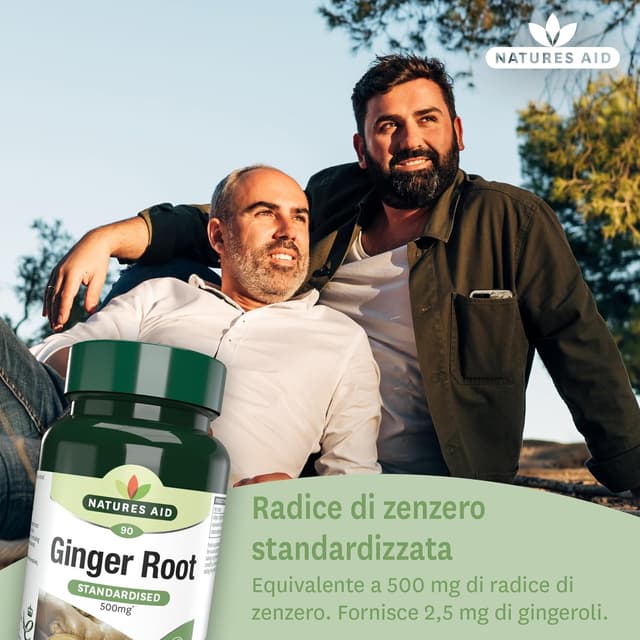 Detalle 2 de Natures Aid Racine de gingembre 500 mg – 90 comprimés végétaux (complément alimentaire, Vegan Society)