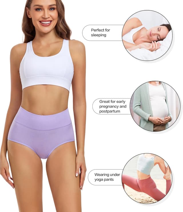 Detalle de wirarpa Damen-High-Waist-Slips aus Baumwolle im 4er-Pack (hoher Taillenslip)