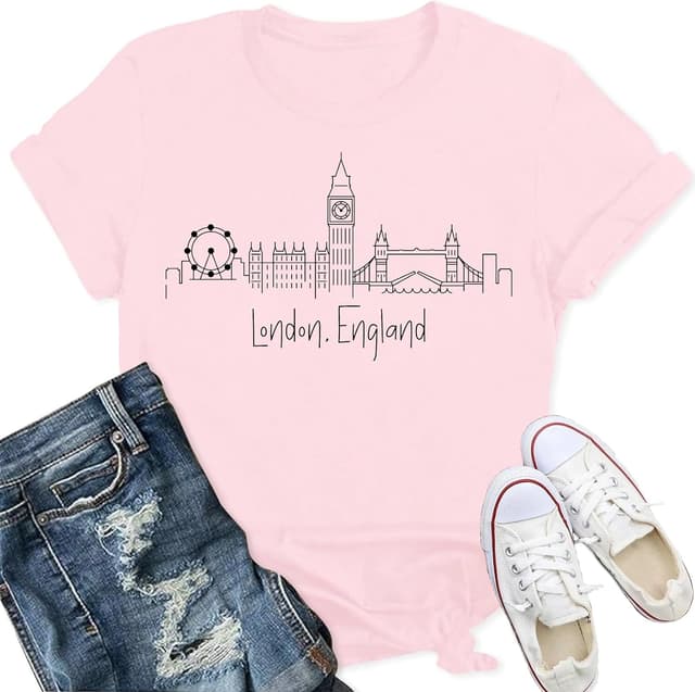 Thumbnail 6 de Qskall Women’s London England T‑Shirt with London Skyline Print (Crew Neck)