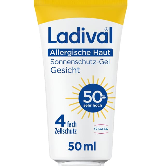 Detalle de Ladival Sonnenschutz Gel Gesicht LSF 50+ für allergische Haut & Mallorca-Akne (wasserfest) – 50 ml