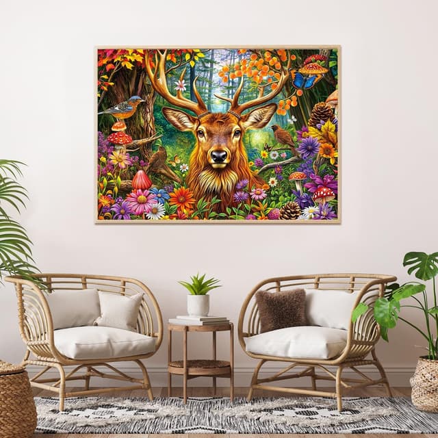 Detalle de 1000-Piece Fairytale Forest jigsaw puzzle for adults (charming deer) — adult-friendly 27.56 x 19.69 in